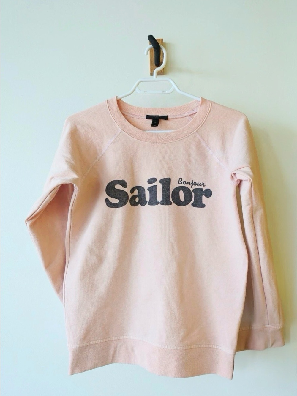 J. Crew Peach Bonjour Sailor Graphic Sweatshirt LARGE